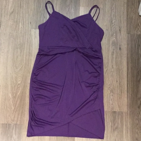 Grace Karin Purple Ruched Surplice Bodycon Midi Dress 2X - Picture 3 of 14